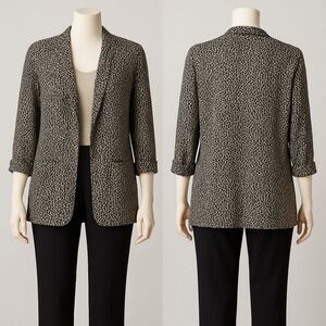 Vintage Dress Savvy New York Leopard Print Open Front Jacket Blazer Size 16